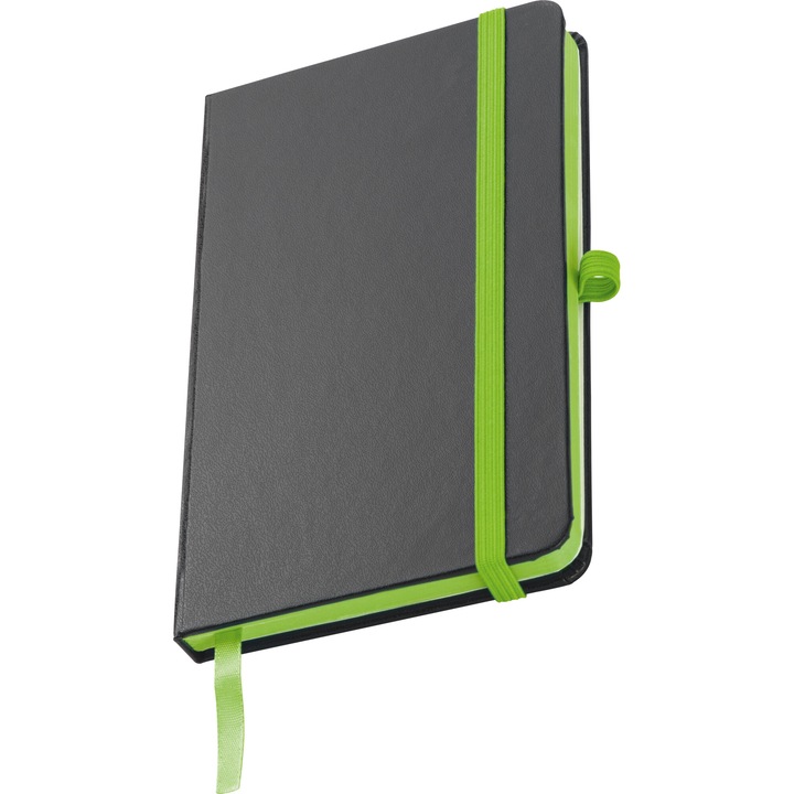 Rostok A6 vonalas jegyzetfüzet, kívül fekete PU borítóval, 160 oldal, világoszöld