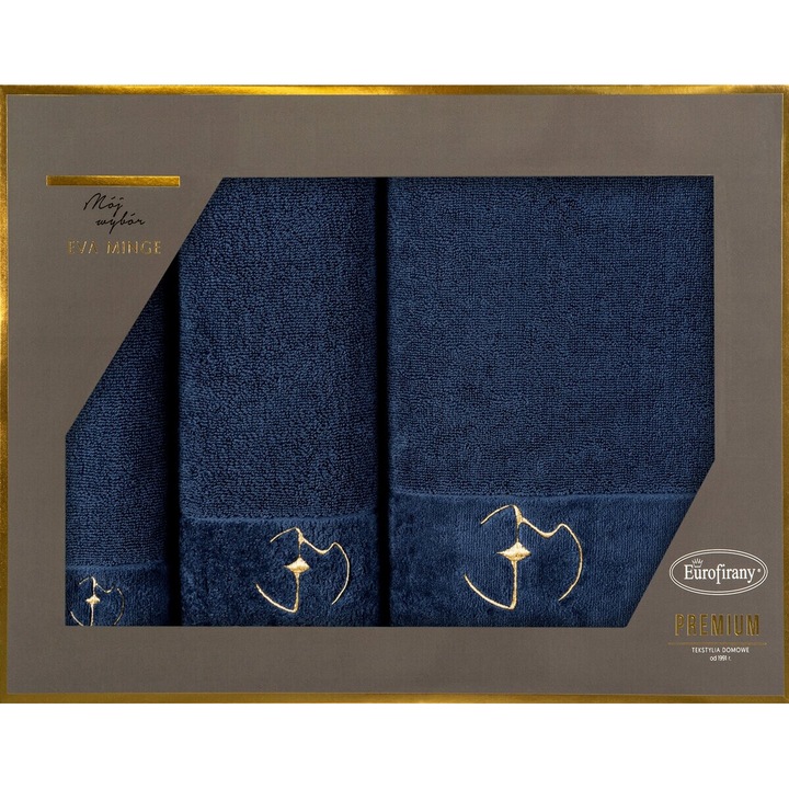 Комплект от 3 хавлиени кърпи GAJA Eva Minge Eurofirany морско синьо