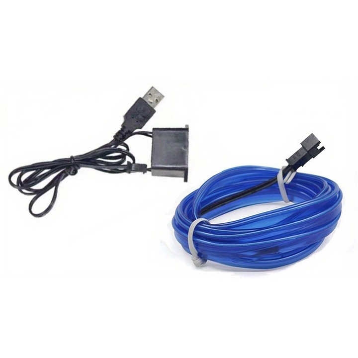 Lumina ambientala auto, LED albastru, 5M, USB