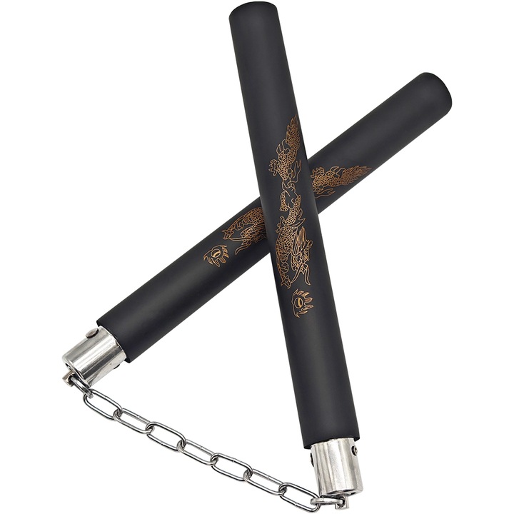 Nunceag-nunchucku, Minetgnon®, cauciuc, prindere lant, 31 cm, Negru
