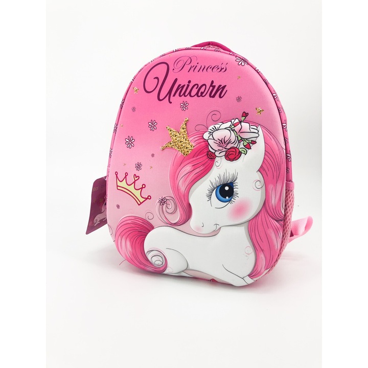 Unikornis, kislány, 3D-s, ovális, hátizsák, 35X26X10 CM