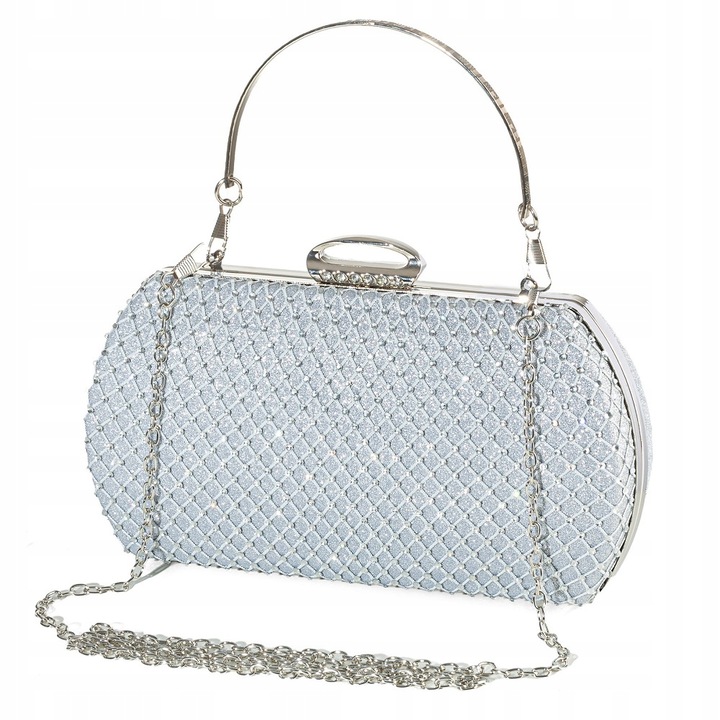 Női táska, alkalmi, estélyi, elegáns, ezüst lánc és fogantyú