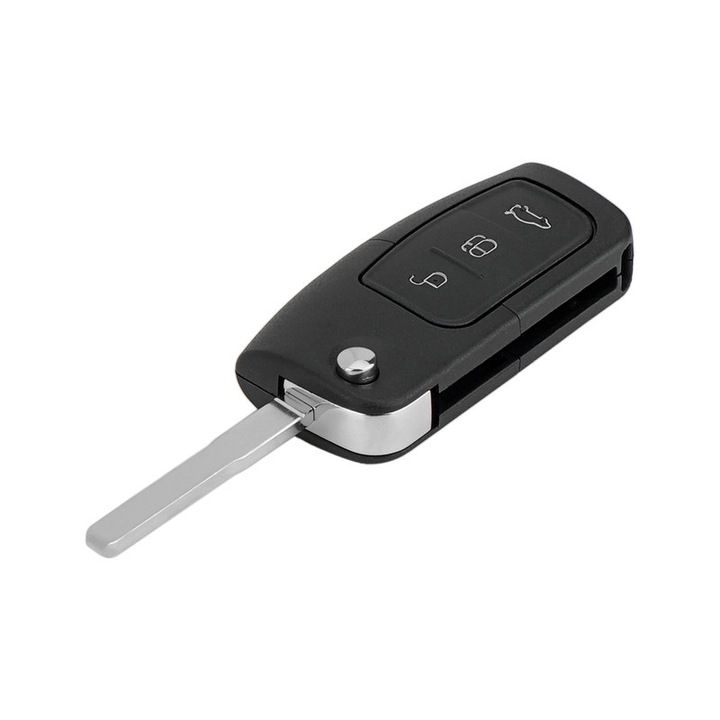 Корпус за автомобилен ключ с 3 бутона за Ford Focus, Fiesta, Mondeo, Galaxy, Kuga, S-Max, B-Max, Eco Sport, черен