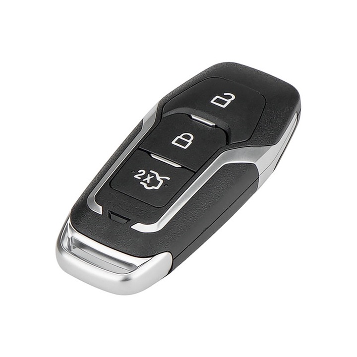 Autókulcstartó 3 gombbal és kulccsal HU101, fekete/ezüst, kompatibilis Ford Edge Mondeo S-Max Galaxy 2014-2018