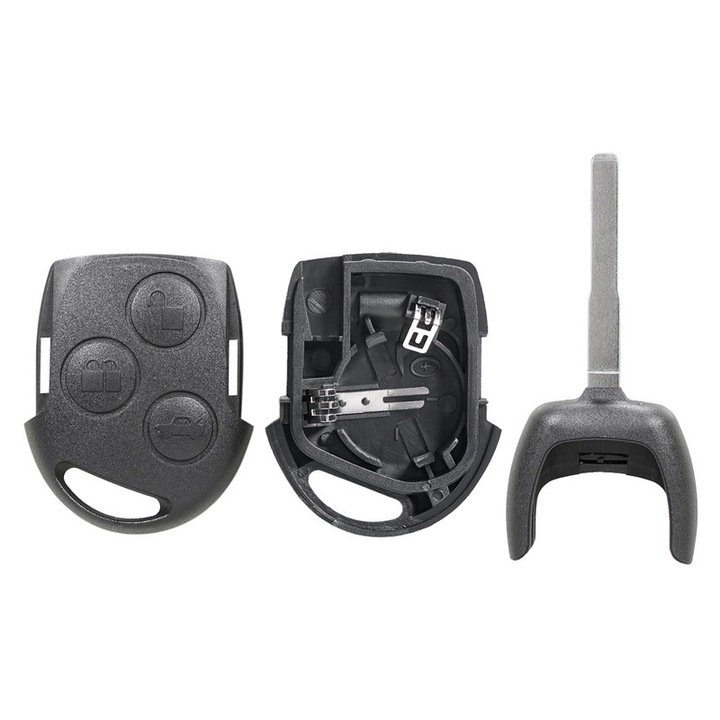 Корпус за автомобилен ключ с 3 бутона HU101 Blade Черен Съвместим Ford Mondeo Focus Fiesta S-Max C-Max Galaxy