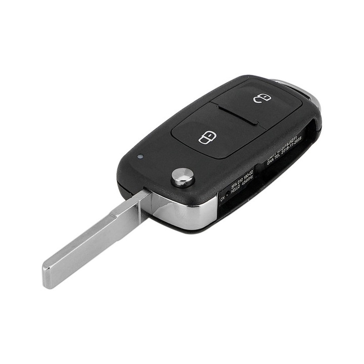 Корпус за автомобилен ключ с 2 бутона, съвместим Volkswagen Transporter T5 T6 Amarok Polo Golf, черен