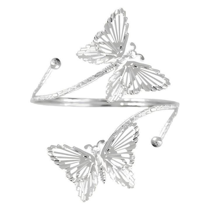 Bratara JUDASTAR, lant cu tassel fluture, ajustabila, argintiu, aliaj metalic