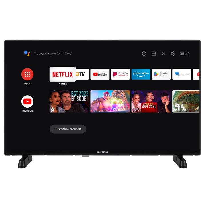 Televizor HYUNDAI 32 HYN 6810 ANB, Smart Android TV, HD, 80 cm, Clasa E, Model 2024