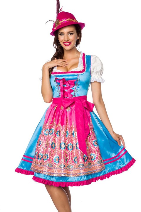 Rochie Oktoberfest 70017, Dirndl, Roz/Albastru, S