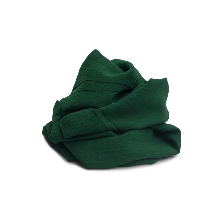 Американски креп плат, 97% полиестер 3% еластан, тъмно зелен, 50x150см