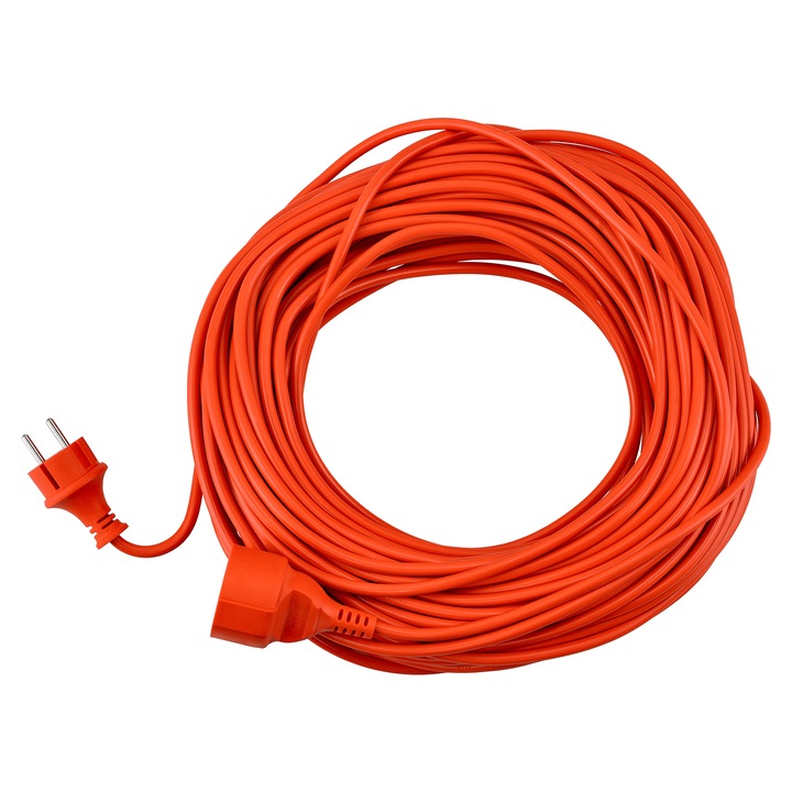 Cablu prelungitor de gradina 30m 2x1mm2, 1x priza 230V, portocaliu