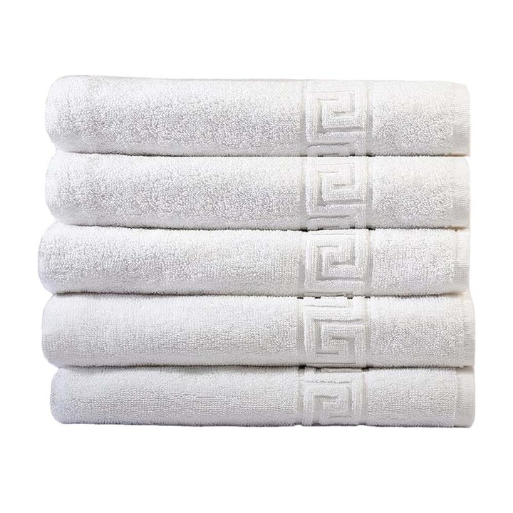 Комплект 5 хотелски кърпи 100% памук Bianca гръцки модел 30/50 см 550 грама бели