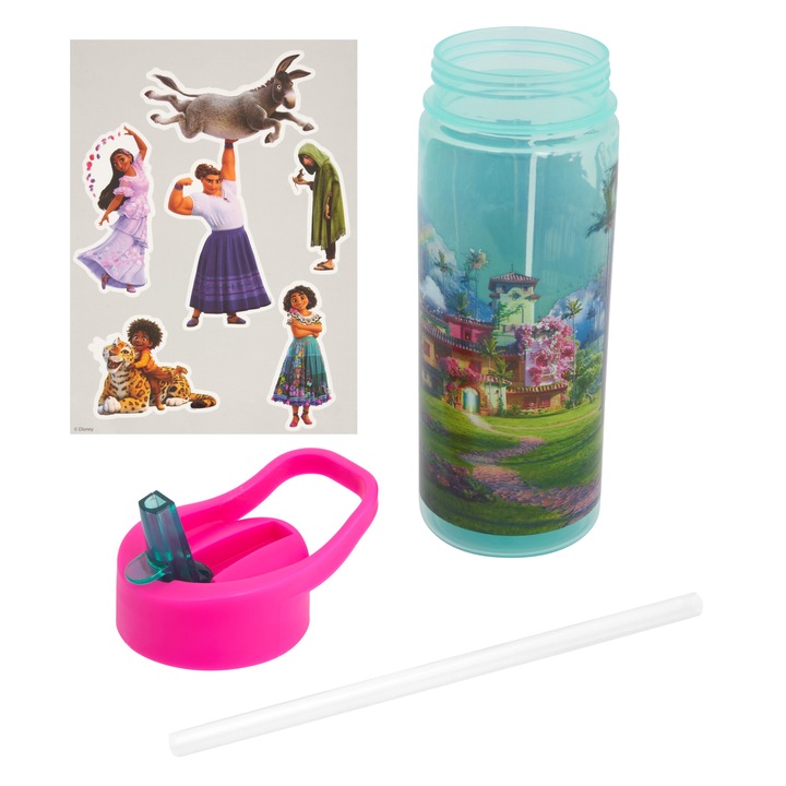 Пластмасова бутилка Disney Encanto, със сламка и стикери, 500мл