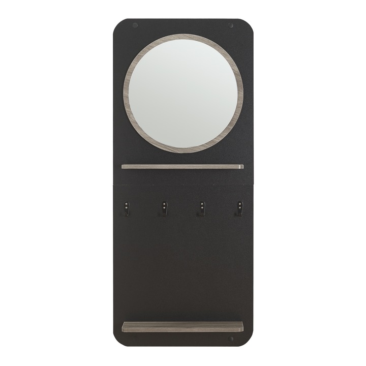 [en.casa] Előszoba panel PXMG-0131 Helsinge 140 x 59, 5 x 16 cm forgácslap fém fekete, matt fa hatású