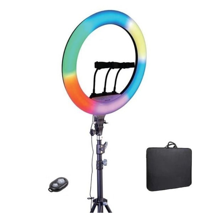 RGB LED körlámpa, 56 cm, állvány 200 cm, bluetooth távirányító és szállítótáska mellékelve, Dactylion®