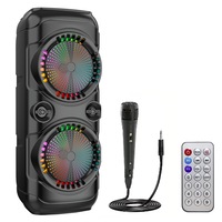 Boxa Portabila Tip Troler Runex®, Microfon, Telecomanda, Bluetooth 5.0, 30W, 2400mAh, Jocuri Lumini RGB, Conexiune USB, Auxiliar, Card SD, Radio FM, Doua Difuzoare 8 Inch