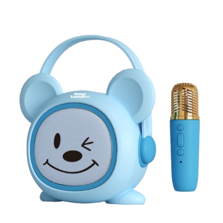 Детски караоке микрофон SMART TabbyBoo Moly, 8W, MP3 плейър, microSD карта, bluetooth, 4 гласови ефекта- син