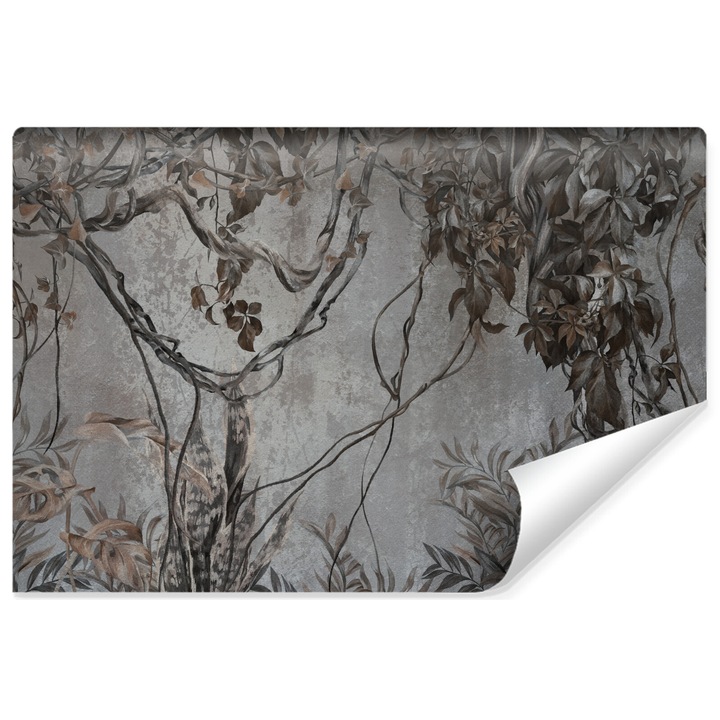 Fototapet Muralo Decor de perete cu vegetatie tropicala din 400 cm x 280 cm jungla abstracta cu efect 3D
