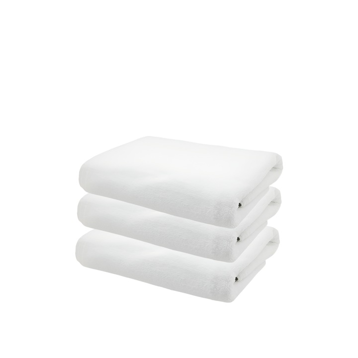 Комплект от 3 кърпи за баня, памук, 140 x 70 см, за пътуване, силно абсорбиращи, супер меки, бели, ALMK™
