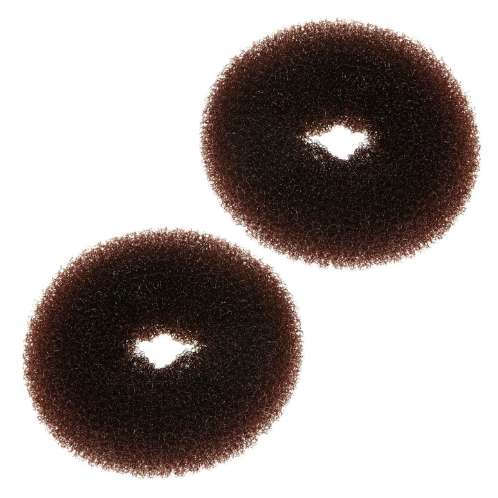 Комплект Shopiens®, от 2 гъби за коса за кок, кафяви, 6,5 см