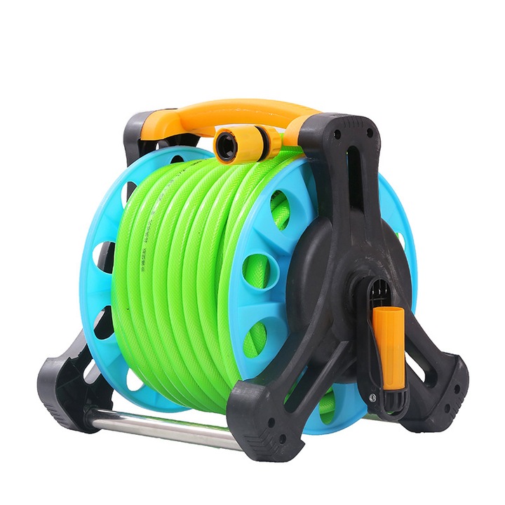 Градински маркуч Зелен, на макара AT PERFORMANCE, 20 м, Включително дюза и съединител