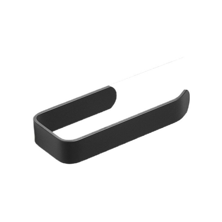 Suport pentru hartie igienica, Enforose, design modern, negru, instalare autoadeziva