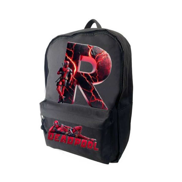Fekete táska, személyre szabott Deadpool, méret 42 x 14 x 30 - 0 cm, R betű