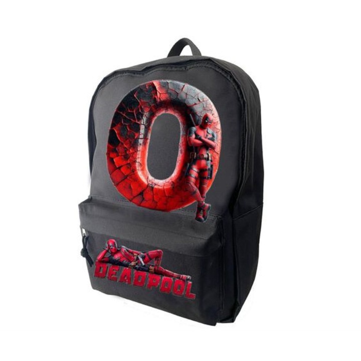 Fekete táska, személyre szabott Deadpool, méret 42 x 14 x 30 - 0 cm, O betű