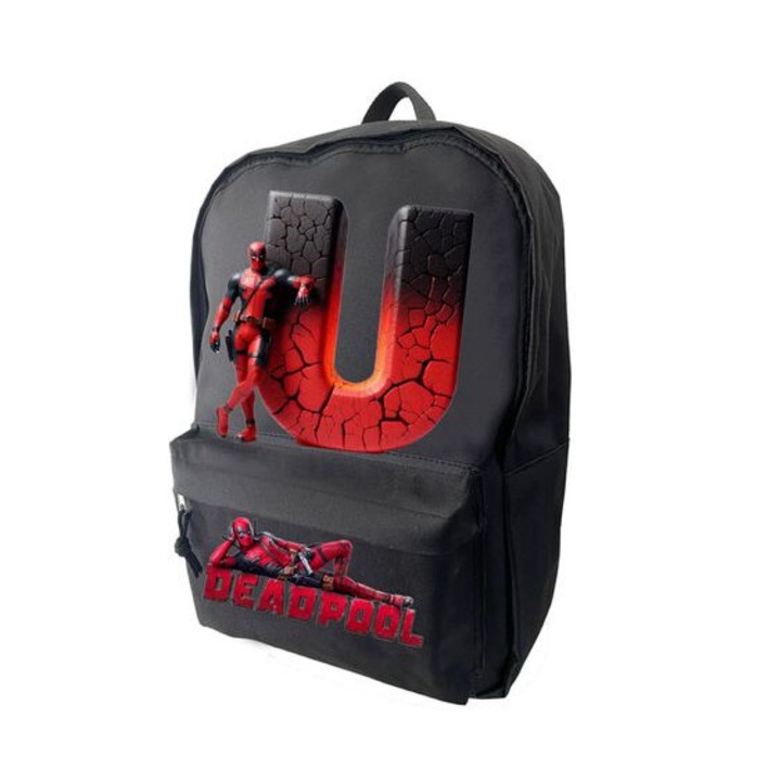 Fekete táska, személyre szabott Deadpool, méret 42 x 14 x 30 - 0 cm, U betű