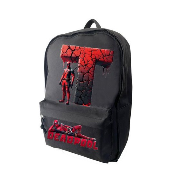 Fekete táska, személyre szabott, Deadpool, 42 x 14 x 30 - 0 cm, T betűvel