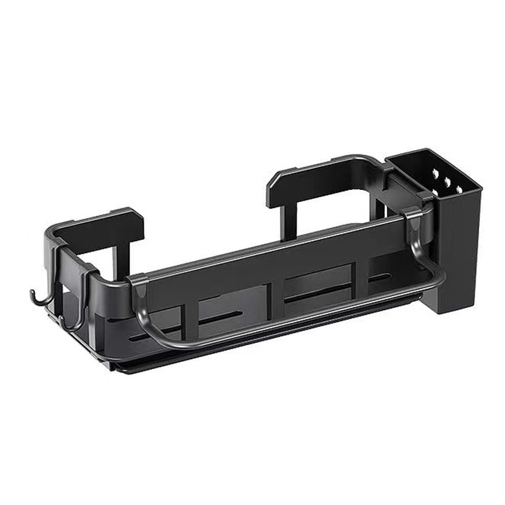 Raft de dus fara gaurire, negru, rezistent la rugina, pentru sampon si gel de dus