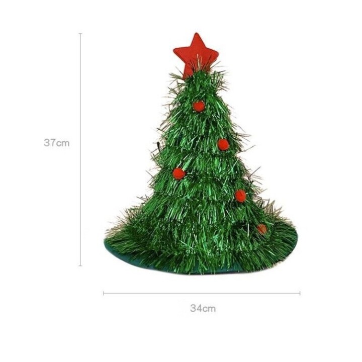 Шапка коледно дърво, червена звезда, удебелена версия