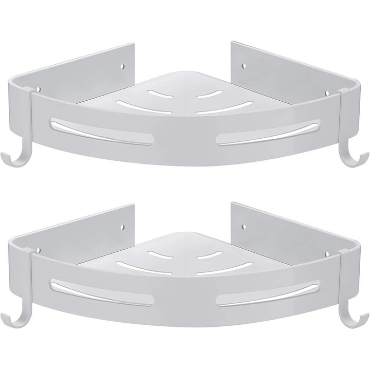 Raft pentru dus din otel inoxidabil, AMRINUGL, instalare usoara cu adeziv sau prin gaurire, spatiu mare de depozitare, 30x45cm