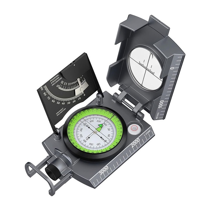 Военен компас, Rqiurpn, многофункционален, водоустойчив, висока точност, флуоресцентен, преносим, за туризъм, зелен