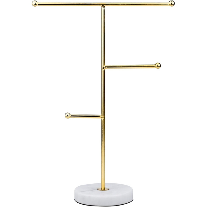 Suport de bijuterii, AMRINUGL, 3 niveluri, metal placat, inaltime ajustabila, pentru coliere, cercei, bratari, inele