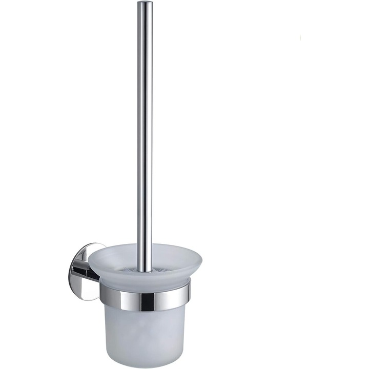 Univerzális WC-kefe tartó, Enforose, rozsdamentes acél, karcálló, felületbarát rögzítés