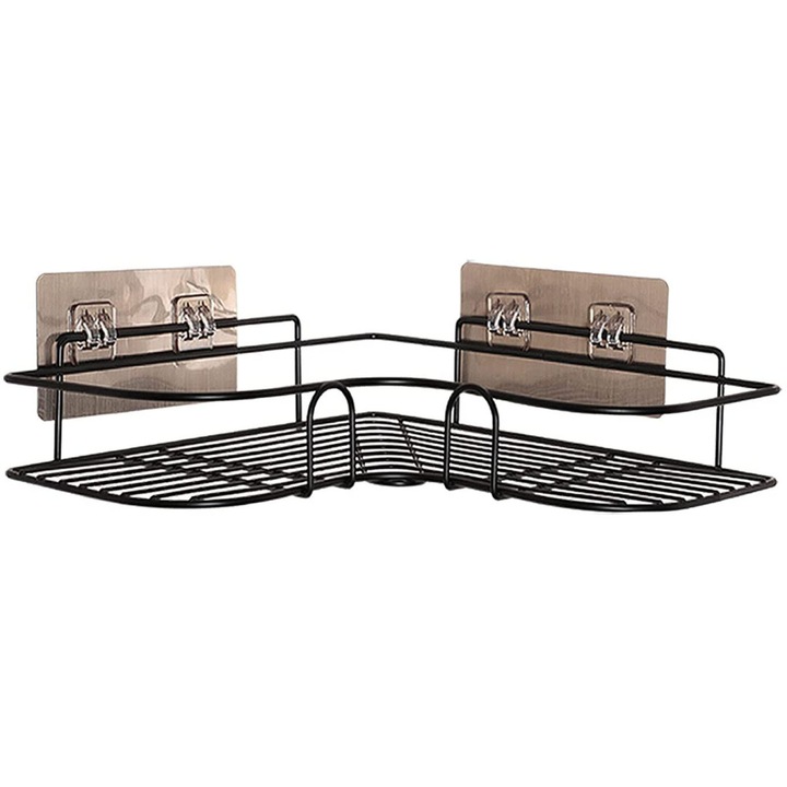 Рафт за баня, AMRINUGL, Метален, Черен, 35.7x26x5.5 см