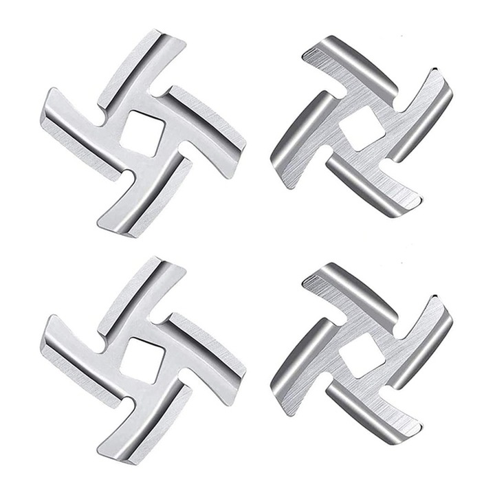 Комплект от 4 ножа за месомелачка, Rqiurpn, неръждаема стомана, 55 mm, универсален, сребрист