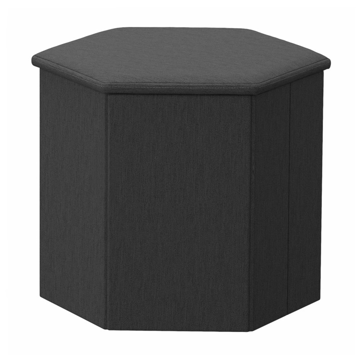 Taburet Pliabil cu Spatiu de Depozitare, Tip Cutie, Otoman, Gri Antracit, Textil 38 x 38 x 33 cm