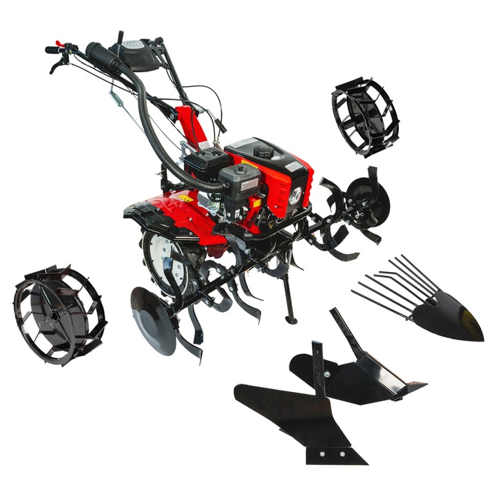 Мотофреза бензинова Raider, 5.2kW (7.0hp), 120cm, фар 2+1 ск., RD-T13, в к-кт с плуг, браздир, картофовадач, фреза