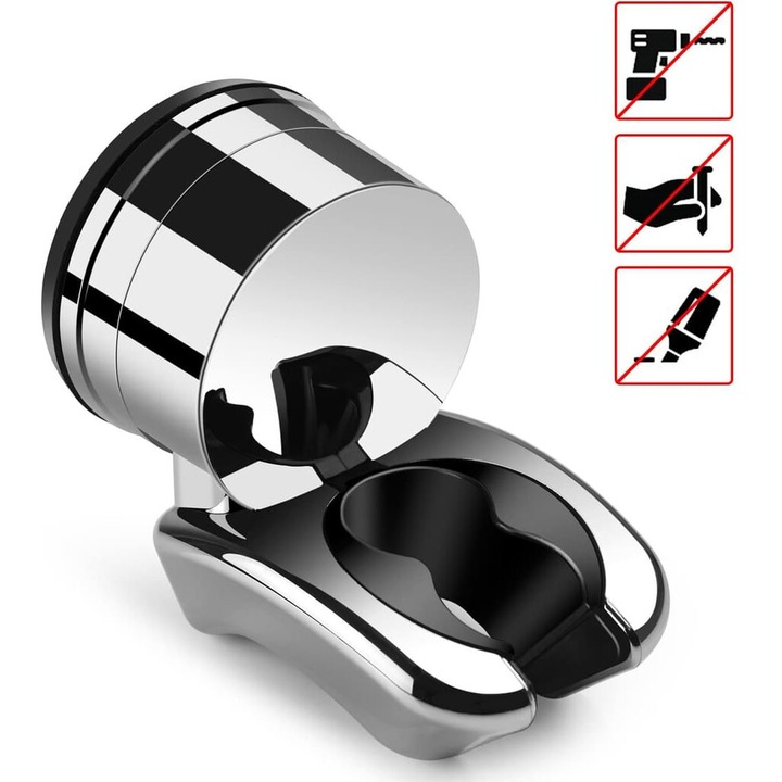 Suport pentru dus cu ventuza, Enforose, ajustabil pe inaltime, plastic ABS cromat, pentru baie