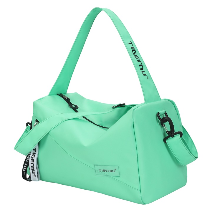 Geanta sport impermeabila pentru calatorii, cu compartiment pentru incaltaminte, Tigernu, 38x22x24 cm, Verde