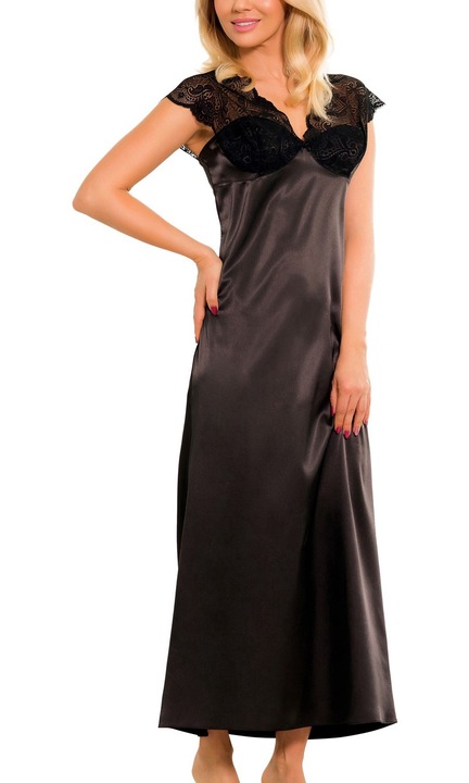 Camasa de noapte din satin Kalimo, MACTAN, Negru