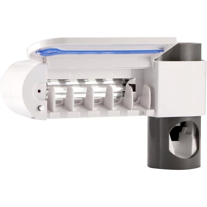 Fogkrém adagoló, fogkefe tartó, UV sterilizálóval