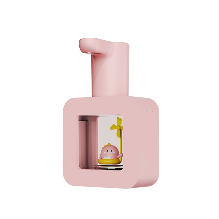 Автоматичен дозатор за сапун, Longziming, ABS, 400 ml, 164 x 143 x 187.5 mm, розов