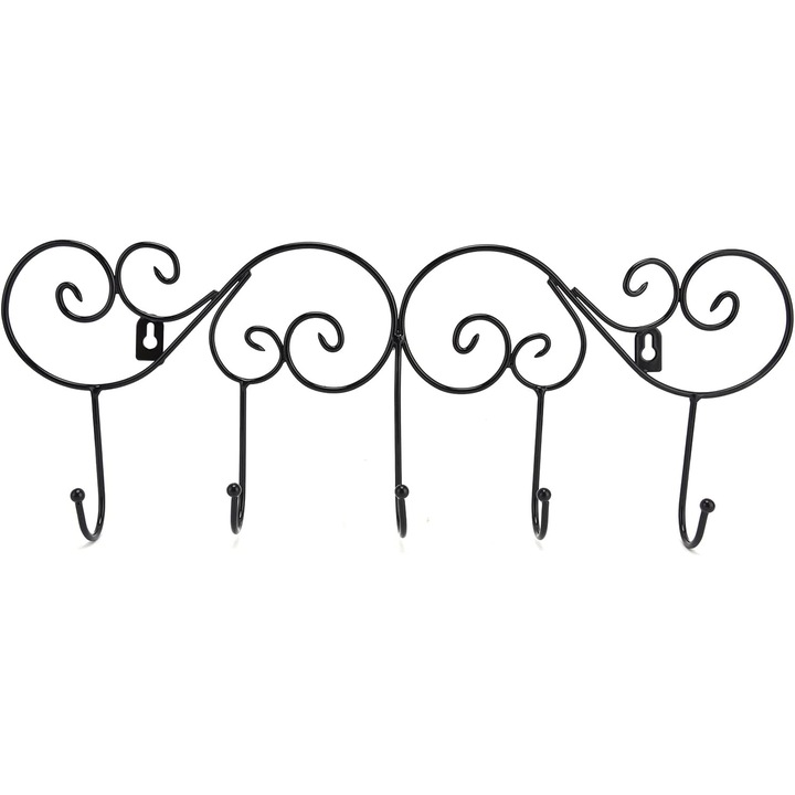 Ruhatartó állvány, AMRINUGL, 5 akasztó, elegáns dizájn, falra szerelhető, ABS anyagból