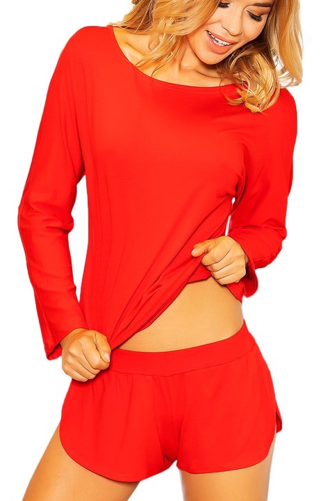 Set pijama din vascoza Kalimo, CHALANDRI, Rosu