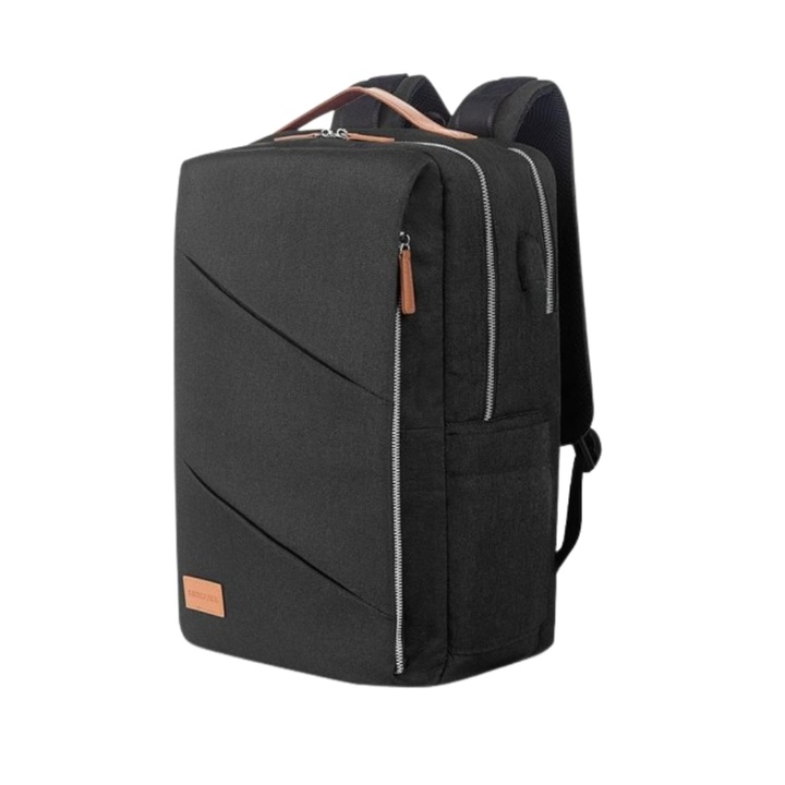 KINGSLONG utazó hátizsák, 44,5 x 15,8 x 30 cm, akár 15,6 hüvelykes laptophoz, vízálló, USB töltőport, fekete