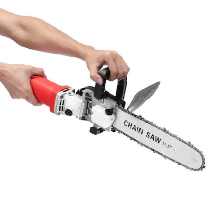 Adaptor cap de drujba pentru flex/polizor unghiular, cu rezervor ungere, lama 30 cm si lant