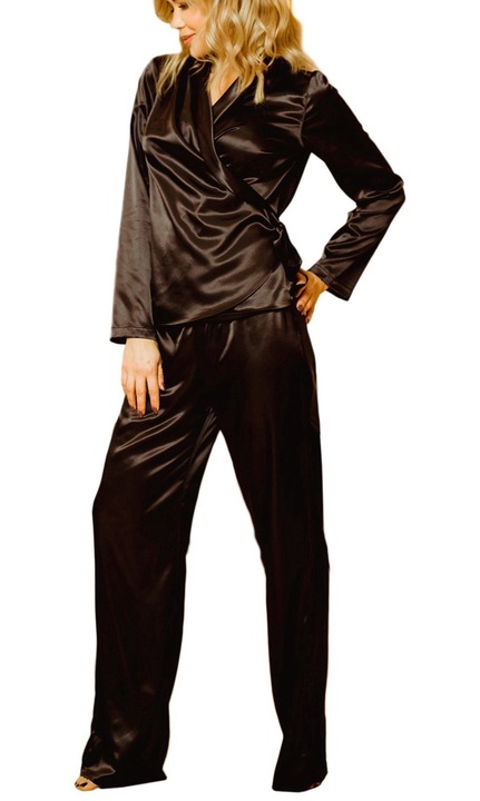 Pijama din satin Kalimo, RAWA, Negru